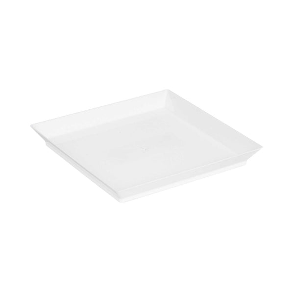 Restaurantware Mini Serve Square White Plastic Medium Modern Plate - 5" X 5" - 100 Count Box