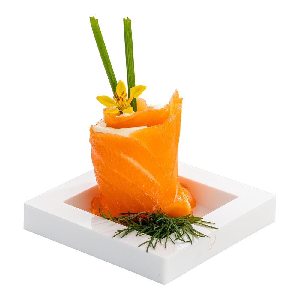 restaurantware Mini Serve Square White Plastic Mini Cubic Plate - 2 1/2" x 2 1/2" - 100 count box