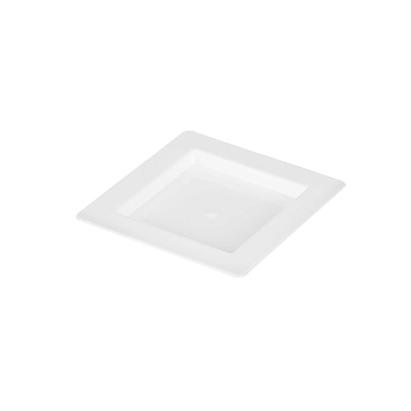 Restaurantware Mini Serve Square White Plastic Mini Edge Plate - 2 3/4" X 2 3/4" - 100 Count Box
