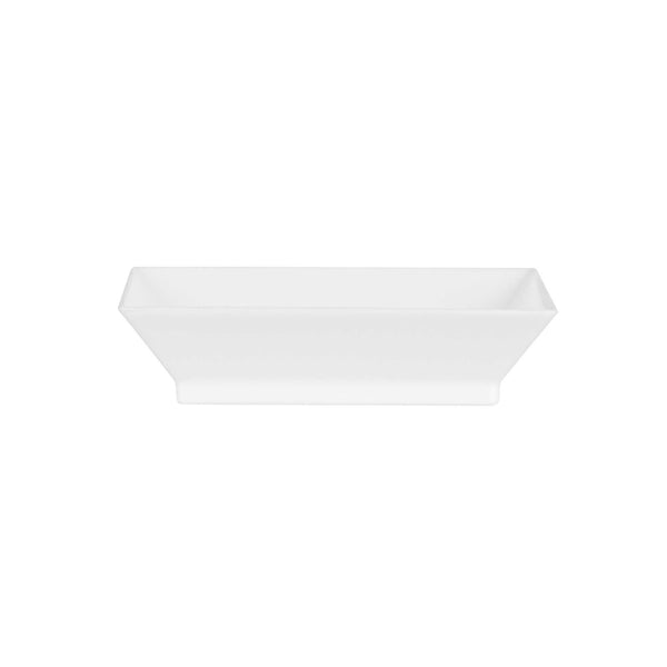 Restaurantware Mini Serve Square White Plastic Mini Modern Plate - 2 1/2" X 2 1/2" X 1/2" - 100 Count Box