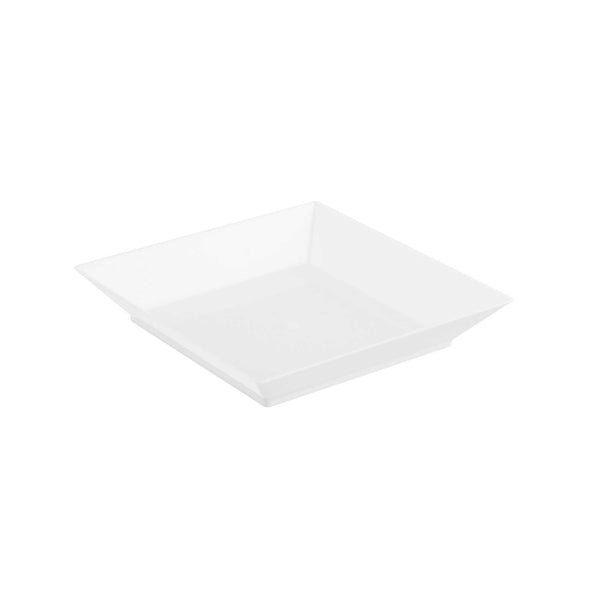 Restaurantware Mini Serve Square White Plastic Small Modern Plate - 4" X 4" X 1/2" - 100 Count Box