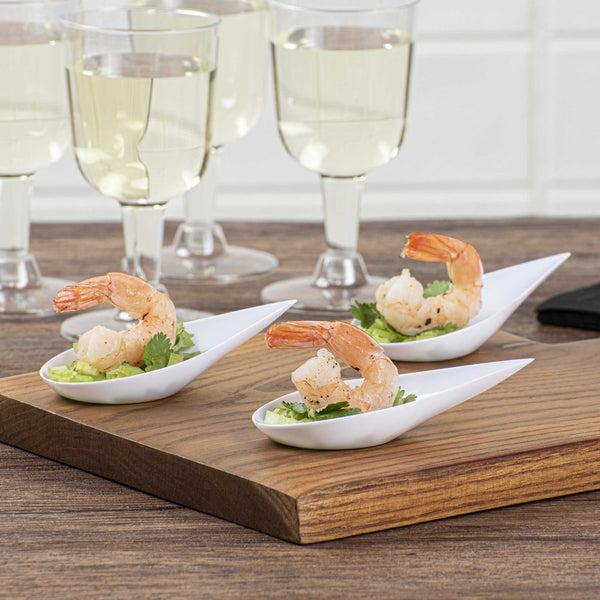 Restaurantware Mini Serve Teardrop White Plastic Spoon - 4" X 2" X 1/2" - 100 Count Box