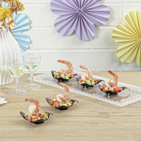 Restaurantware Mini Serve Triangle Black Plastic Shooting Star Appetizer Plate - 3" X 3" - 100 Count Box