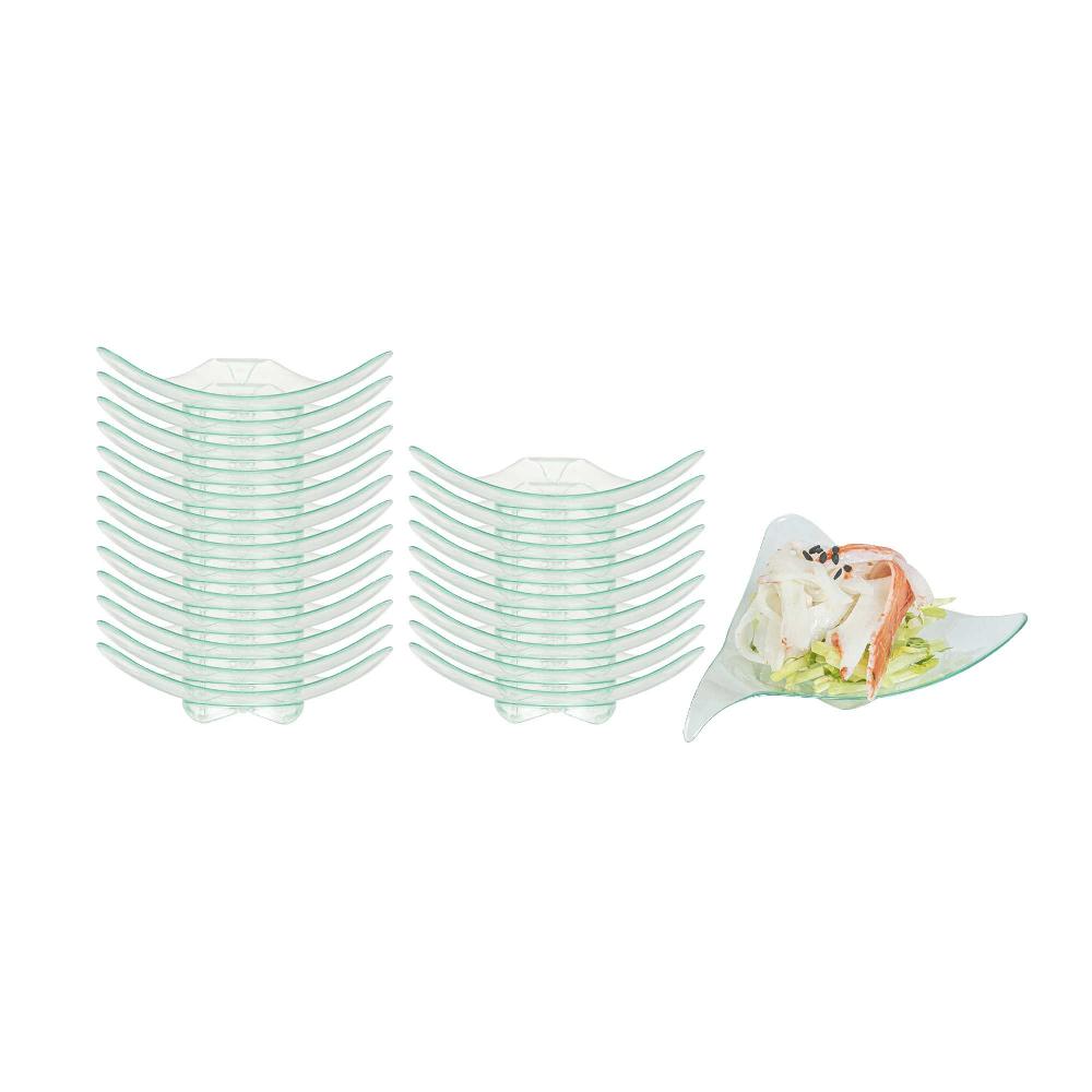 restaurantware Mini Serve Triangle Seagreen Plastic Shooting Star Appetizer Plate - 3" x 3" - 100 count box