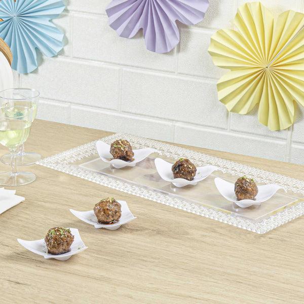 Restaurantware Mini Serve Triangle White Plastic Shooting Star Appetizer Plate - 3" X 3" - 100 Count Box