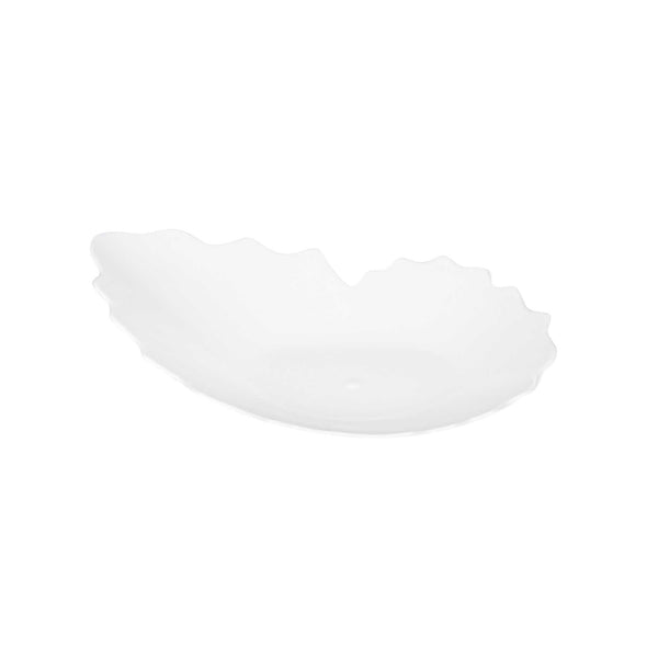 Restaurantware Mini Serve White Plastic Mini Coquille Plate - 3 1/4" X 3 1/4" X 1/2" - 100 Count Box