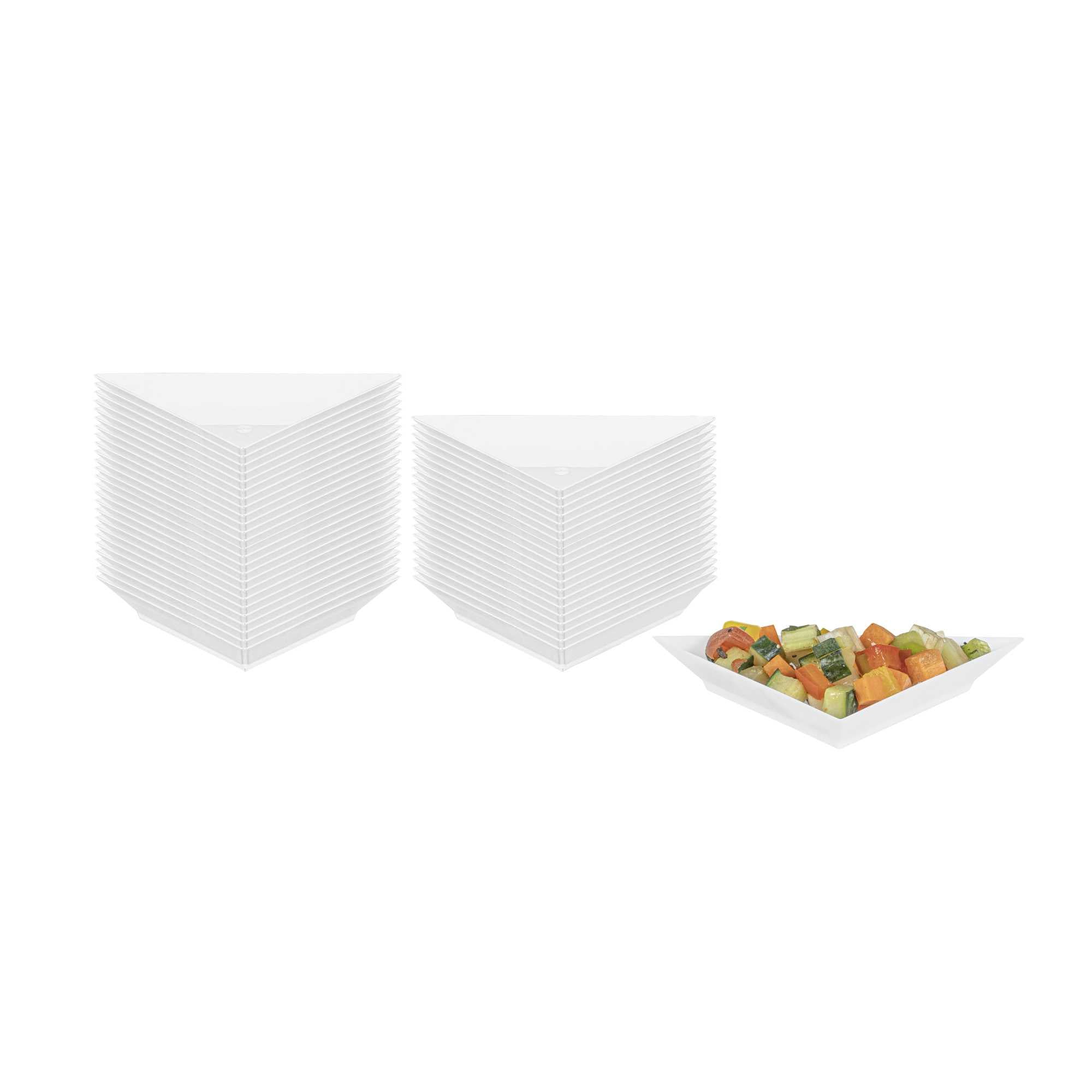 restaurantware Mini Serve White Plastic Mini Triangolo Appetizer Plate - 4" x 2" - 100 count box