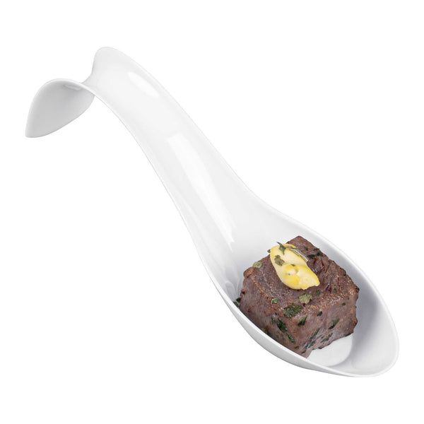 Restaurantware Mini Serve White Plastic Stiletto Spoon - 5" X 1/2" X 1 1/4" - 100 Count Box