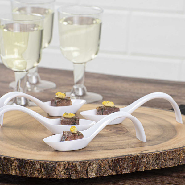 Restaurantware Mini Serve White Plastic Stiletto Spoon - 5" X 1/2" X 1 1/4" - 100 Count Box