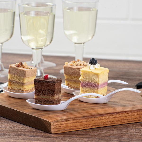 Restaurantware Mini Serve White Plastic Wave Spoon - 5" X 1 1/2" - 100 Count Box