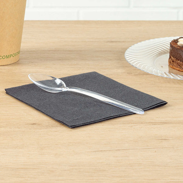 Restaurantware Moderna Clear Plastic Dessert Spoon - 5 1/2" - 250 Count Box