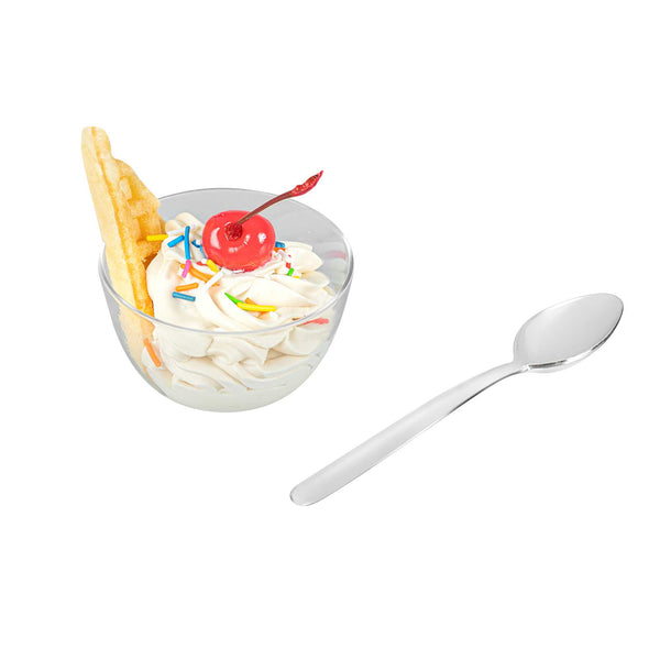 Restaurantware Moderna Silver Plastic Dessert Spoon - 5 1/2" - 250 Count Box