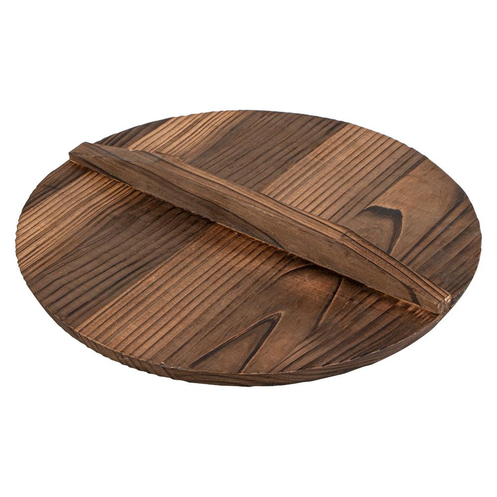 restaurantware Motomori Handmade Wood Lid - Fits 12" and 14" Wok - 10 count box