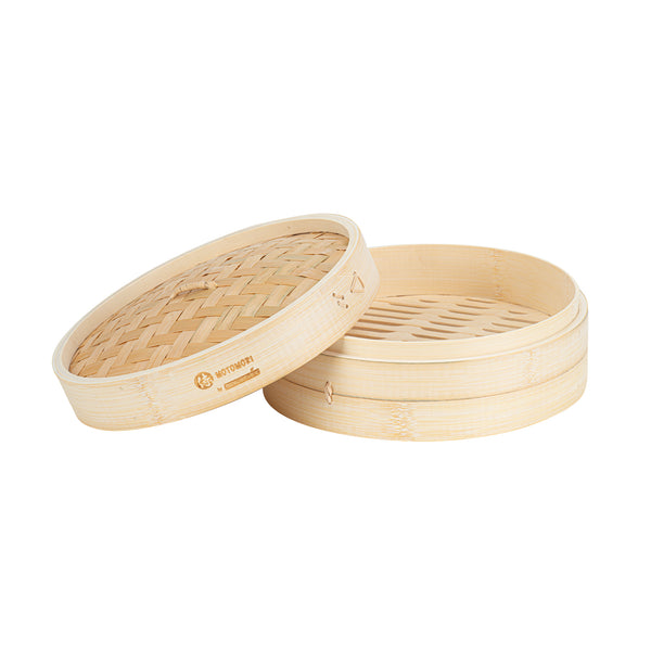 Restaurantware Motomori Round Natural Bamboo Steamer - 10'' X 10'' X 4'' - 10 Count Box