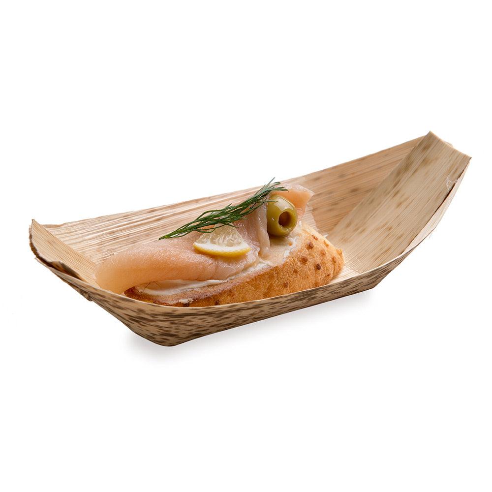 restaurantware Natural Bamboo Large Food Tray / Boat - 8 1/2" x 4" x 3/4" - 200 count box