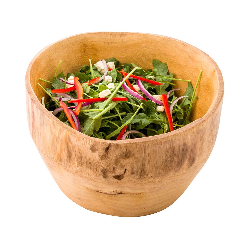restaurantware Nature Tek 100 oz Round Natural Wood Serving Bowl - 9 3/4" x 9 3/4" x 5 3/4" - 1 count box