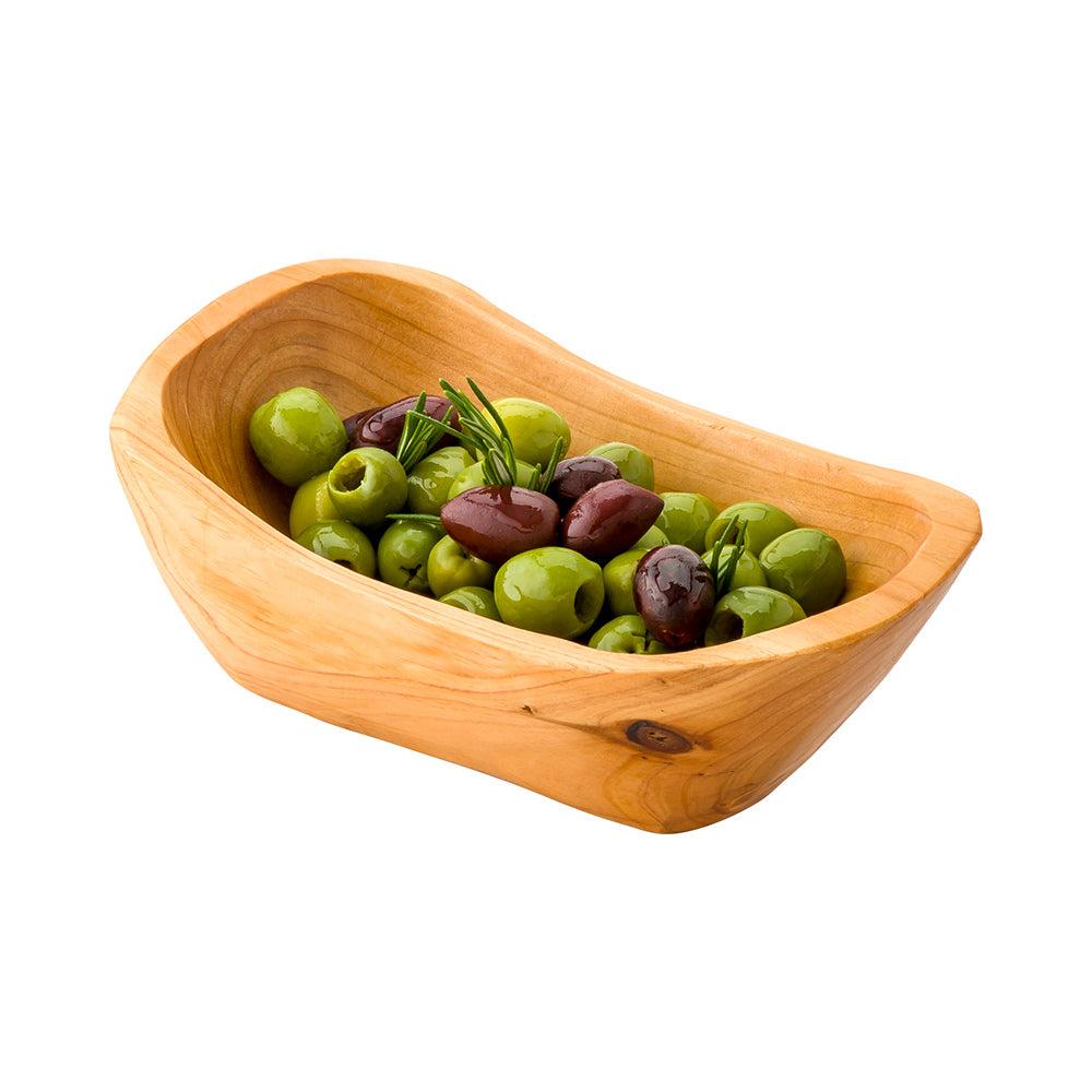restaurantware Nature Tek 13 oz Oval Natural Wood Serving Bowl - 7 1/2" x 4 1/4" x 2 3/4" - 1 count box