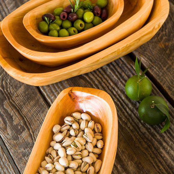 Restaurantware Nature Tek 23 Oz Oval Natural Wood Serving Bowl - 9 3/4" X 5" X 3 1/2" - 1 Count Box