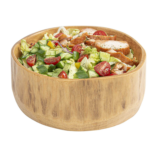 Restaurantware Nature Tek 64 Oz Round Natural Wood Serving Bowl - 9 1/4" X 8 1/4" X 3 1/2" - 1 Count Box