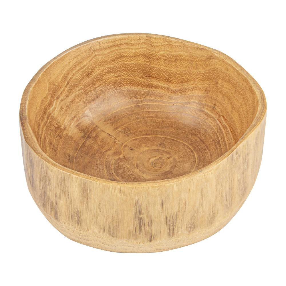 restaurantware Nature Tek 64 oz Round Natural Wood Serving Bowl - 9 1/4" x 8 1/4" x 3 1/2" - 1 count box