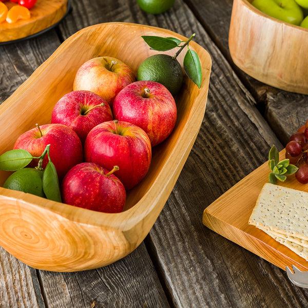 Restaurantware Nature Tek 76 Oz Oval Natural Wood Serving Bowl - 13 1/2" X 7 3/4" X 4 1/2" - 1 Count Box