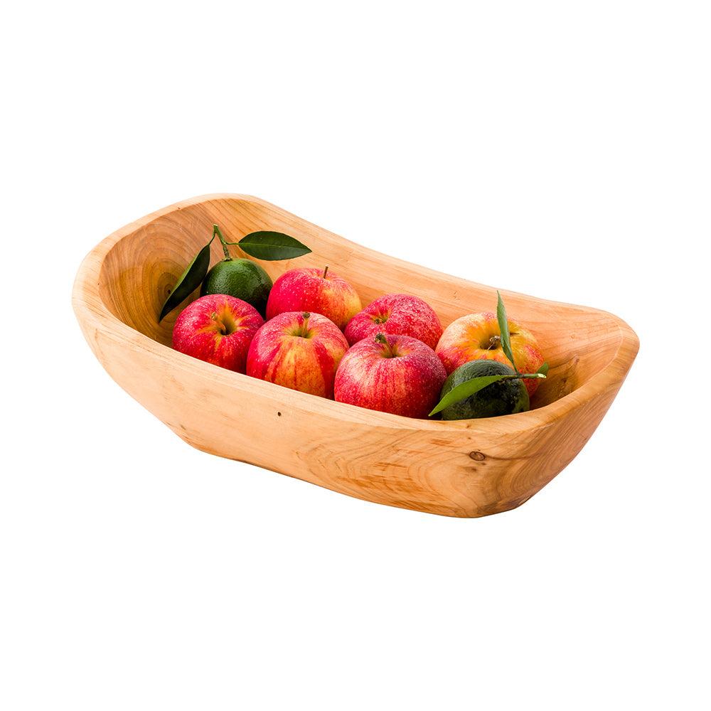 restaurantware Nature Tek 76 oz Oval Natural Wood Serving Bowl - 13 1/2" x 7 3/4" x 4 1/2" - 1 count box