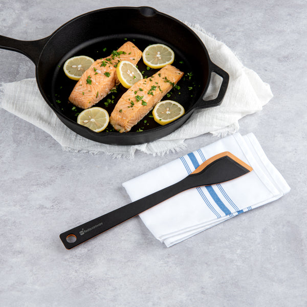 Restaurantware Nature Tek Black Wood Angled Spatula - 13" - 1 Count Box