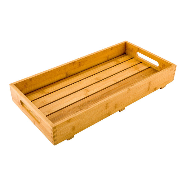 Restaurantware Nature Tek Natural Bamboo Serving Tray - With Handles - 22 1/2" X 11" X 2 3/4" - 1 Count Box