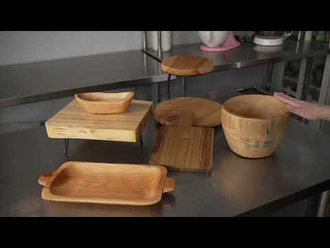 Restaurantware Nature Tek Natural Wood Display Stand - 2-Tier With Metal Frame - 10 3/4" X 9 3/4" X 9 3/4" - 1 Count Box