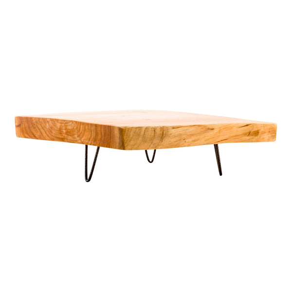 Restaurantware Nature Tek Natural Wood Large Serving Stand - 3-Legged - 15" X 14" X 1 1/2" - 1 Count Box