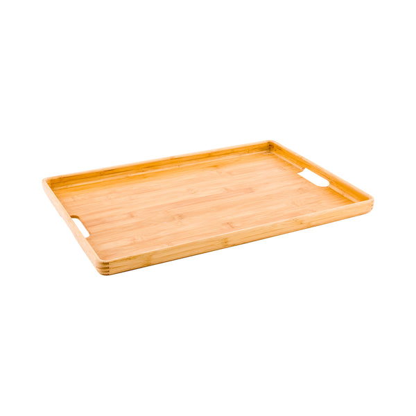 Restaurantware Nature Tek Rectangle Natural Bamboo Serving Tray - With Handles - 19 3/4" X 14" X 1" - 1 Count Box