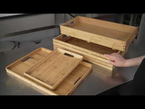 Restaurantware Nature Tek Rectangle Natural Bamboo Serving Tray - With Handles - 19 3/4" X 14" X 1" - 1 Count Box