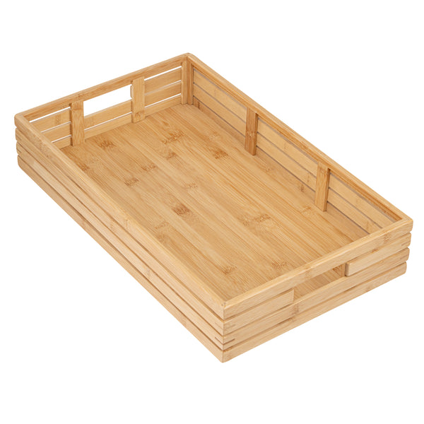 Restaurantware Nature Tek Rectangle Natural Bamboo Serving Tray - With Handles - 20 3/4" X 13" X 3 3/4" - 1 Count Box