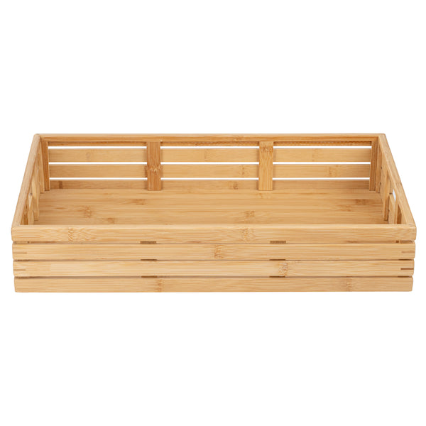 Restaurantware Nature Tek Rectangle Natural Bamboo Serving Tray - With Handles - 20 3/4" X 13" X 3 3/4" - 1 Count Box