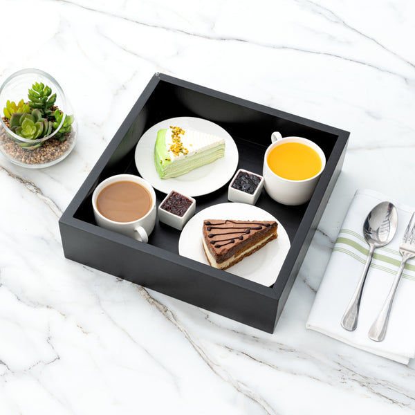 Restaurantware Nature Tek Square Black Bamboo Large Tray - 11 3/4" X 11 3/4" X 3 1/4" - 1 Count Box