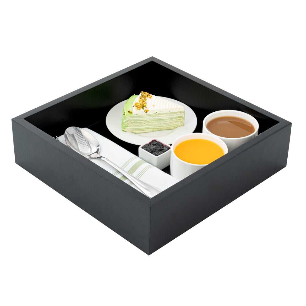 restaurantware Nature Tek Square Black Bamboo Large Tray - 11 3/4" x 11 3/4" x 3 1/4" - 1 count box