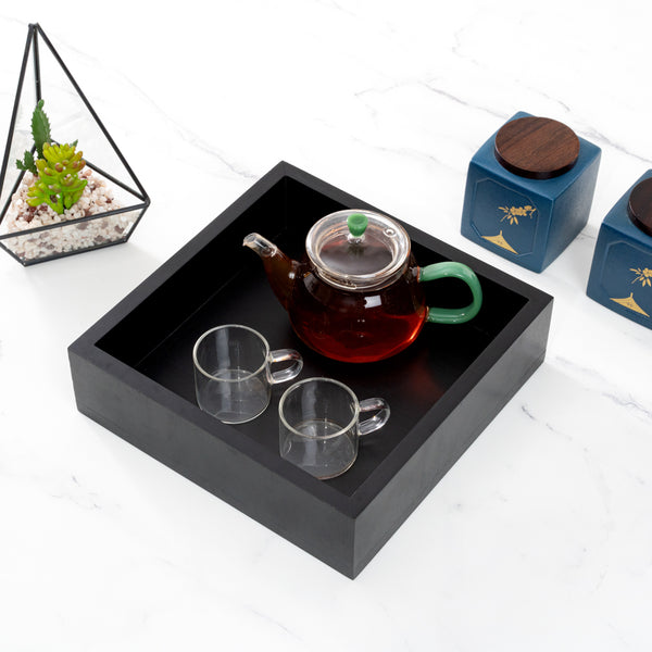 Restaurantware Nature Tek Square Black Bamboo Small Tray - 10" X 10" X 2 3/4" - 1 Count Box