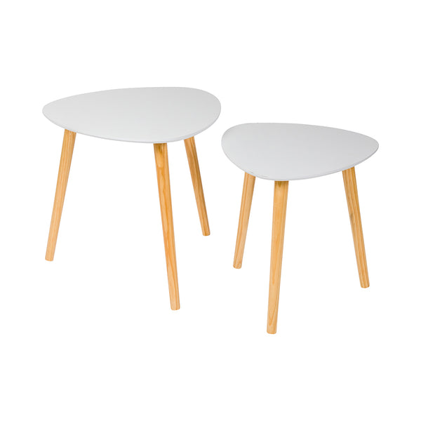 Restaurantware Nature Tek Triangle Natural Bamboo Coffee Table Set - White Top 2-Piece - 19" X 18 3/4" X 18" - 1 Count Box
