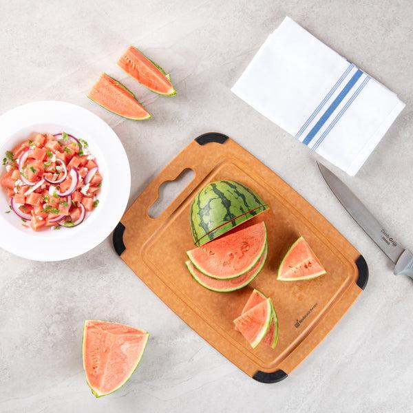 Restaurantware Nature Tek Wood Cutting Board - With Juice Groove Handle - 14 1/2" X 10 3/4" - 1 Count Box