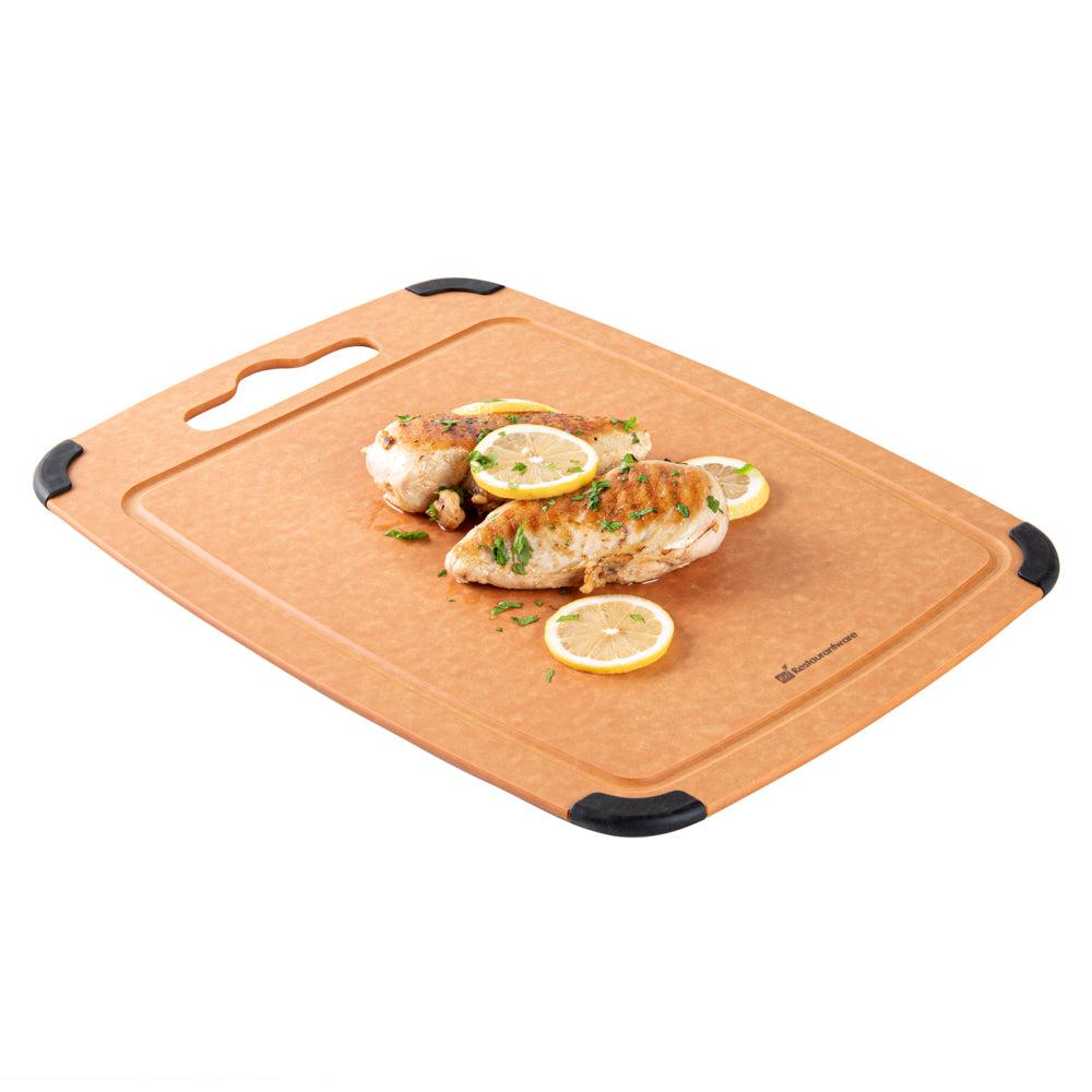 Restaurantware Nature Tek Wood Cutting Board - With Juice Groove Handle - 17 1/4" X 12 3/4" - 1 Count Box