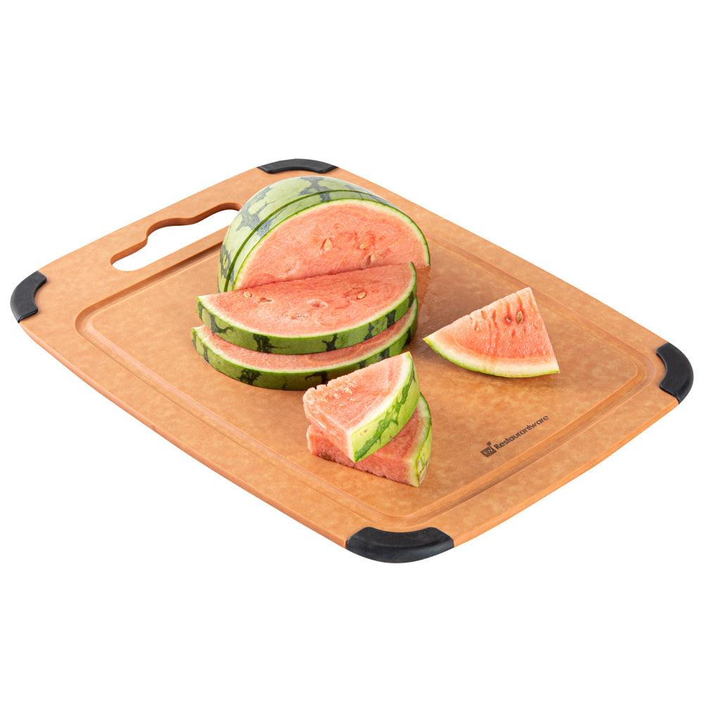 restaurantware Nature Tek Wood Cutting Board - with Juice Groove Handle - 14 1/2" x 10 3/4" - 1 count box