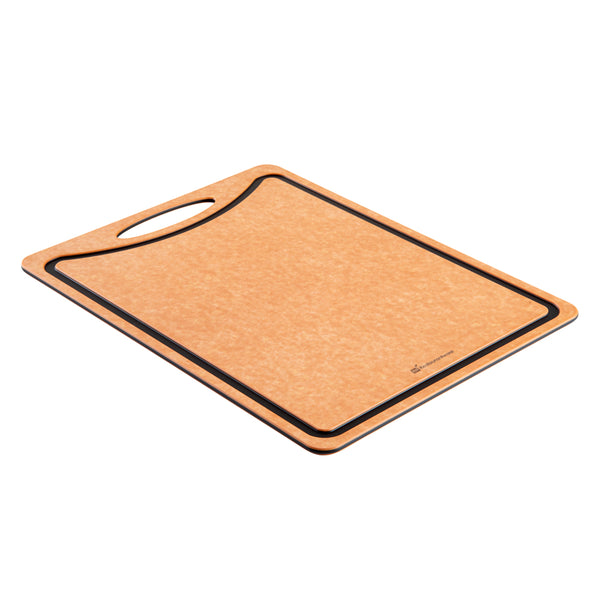 Restaurantware Nature Tek Wood Gourmet Cutting Board - With Juice Groove Handle - 17 1/4" X 12 3/4" - 1 Count Box