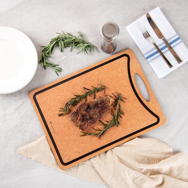 Restaurantware Nature Tek Wood Gourmet Cutting Board - With Juice Groove Handle - 17 1/4" X 12 3/4" - 1 Count Box