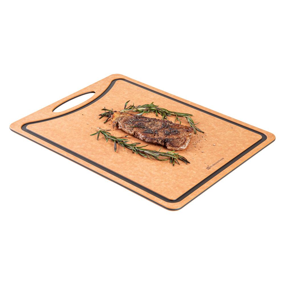 restaurantware Nature Tek Wood Gourmet Cutting Board - with Juice Groove Handle - 17 1/4" x 12 3/4" - 1 count box