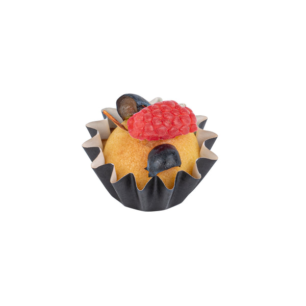 Restaurantware Panificio 0.4 Oz Black Floral Paper Mini Baking Cup - Flared - 2" X 2" X 1/2" - 200 Count Box