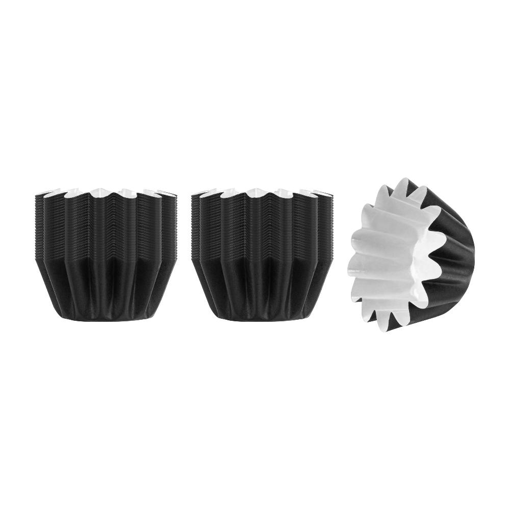 restaurantware Panificio 0.4 oz Black Floral Paper Mini Baking Cup - Flared - 2" x 2" x 1/2" - 200 count box