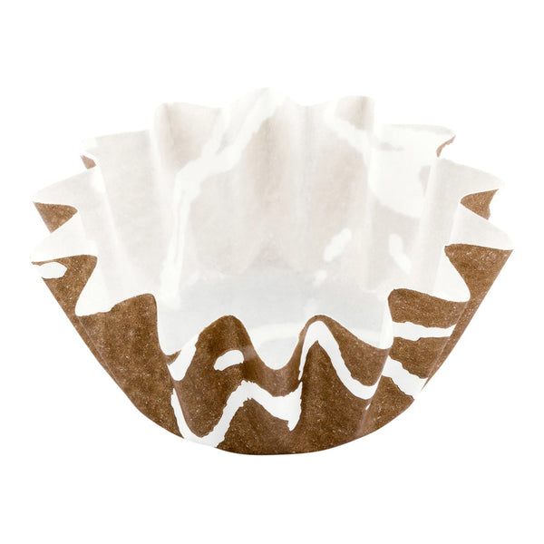 Restaurantware Panificio 0.4 Oz Round Chocolate Wisp Paper Mini Baking Cup - Flared - 2" X 2" X 1/2" - 200 Count Box