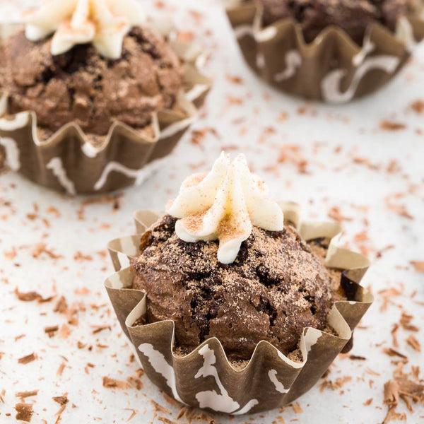 Restaurantware Panificio 0.4 Oz Round Chocolate Wisp Paper Mini Baking Cup - Flared - 2" X 2" X 1/2" - 200 Count Box