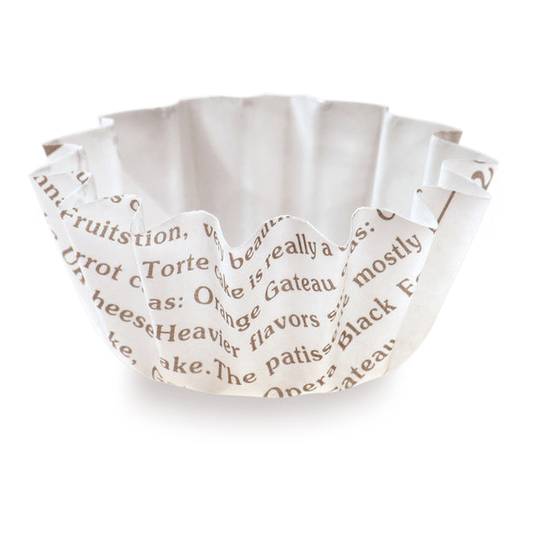 Restaurantware Panificio 0.4 Oz Round Newsprint Paper Mini Baking Cup - Flared - 2" X 2" X 1/2" - 200 Count Box