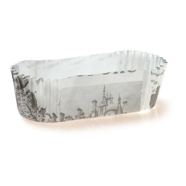 Restaurantware Panificio 1 Oz Elliptical Newsprint Paper Regular Baking Cup - Ridged - 3 1/2" X 1 1/2" X 3/4" - 200 Count Box